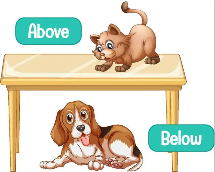 Framed Print : Opposite words with above and below illustration Framed Print : Opposite words with above and below illustration