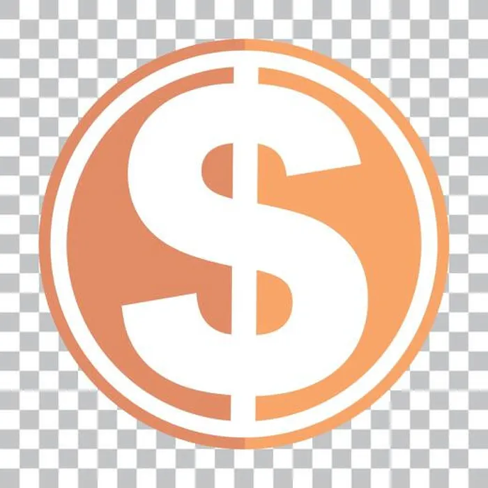 Framed Print : Orange dollar sign coin icon. Editable vector