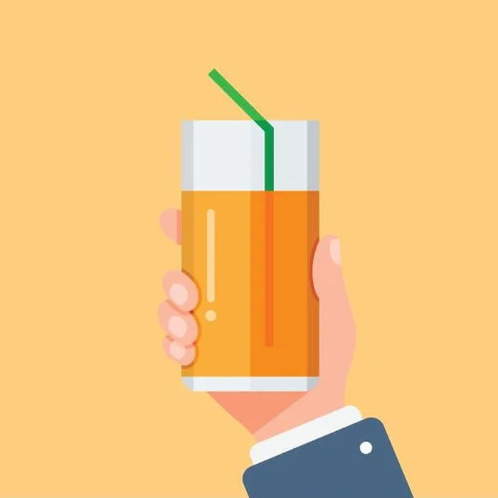 Framed Print : Orange juice in hand icon in flat style
