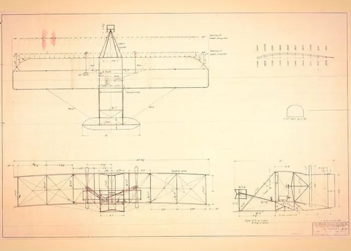 Framed Print : The original Wright brothers 1903 Airplane drawing blueprint Framed Print : The original Wright brothers 1903 Airplane drawing blueprint