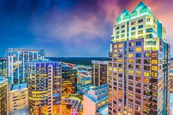 Orlando, Florida, USA downtown cityscape at twilight