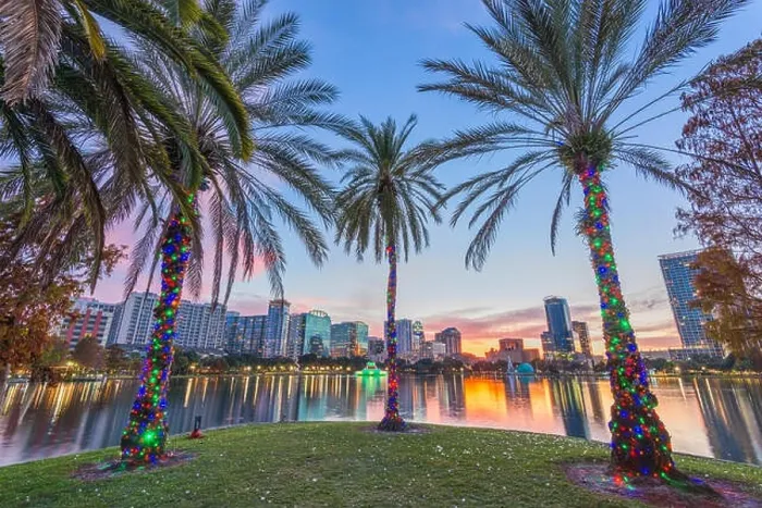 Framed Print : Orlando, Florida, USA downtown skyline at Eola Lake Framed Print : Orlando, Florida, USA downtown skyline at Eola Lake