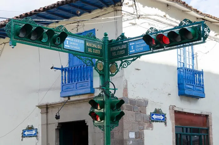 Framed Print : Ornate traffic lights, Cuzco, Peru Framed Print : Ornate traffic lights, Cuzco, Peru