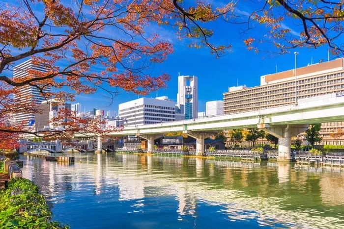 Framed Print : Osaka, Japan autumn on the Dojima River in the Nakanoshima district Framed Print : Osaka, Japan autumn on the Dojima River in the Nakanoshima district