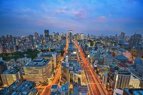 Osaka, Japan cityscape at twilight