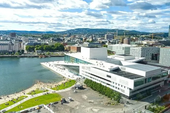 Framed Print : Oslo panorama extra wide including the bay and the opera house Norway Europe aerial image Framed Print : Oslo panorama extra wide including the bay and the opera house Norway Europe aerial image