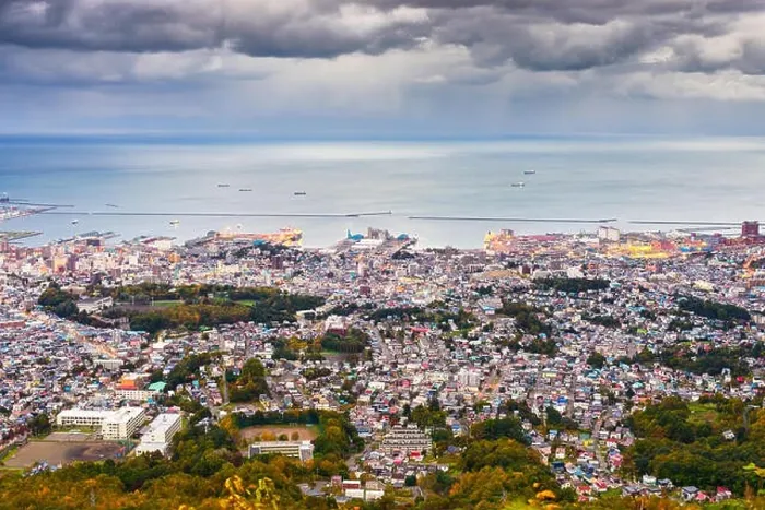 Framed Print : Otaru, Hokkaido, Japan town cityscape over Ishikari Bay Framed Print : Otaru, Hokkaido, Japan town cityscape over Ishikari Bay