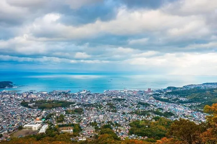 Framed Print : Otaru, Hokkaido, Japan town cityscape over Ishikari Bay at dusk Framed Print : Otaru, Hokkaido, Japan town cityscape over Ishikari Bay at dusk