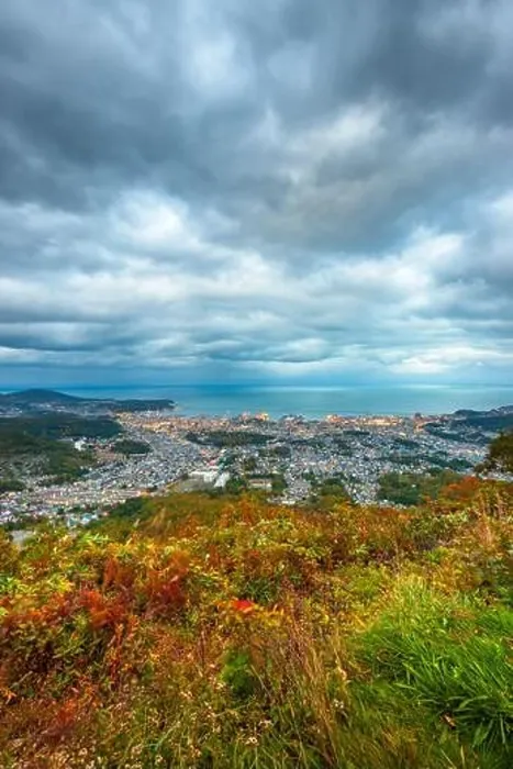 Framed Print : Otaru, Hokkaido, Japan town cityscape over Ishikari Bay at dusk Framed Print : Otaru, Hokkaido, Japan town cityscape over Ishikari Bay at dusk