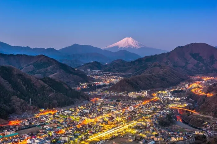 Framed Print : Otsuki, Japan Skyline with Mt. Fuji Framed Print : Otsuki, Japan Skyline with Mt. Fuji
