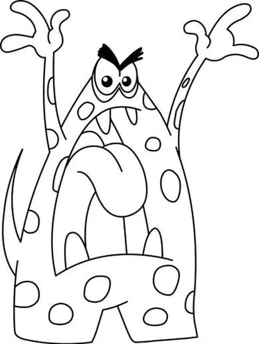 Framed Print : Outline angry monster, Vector line art illustration coloring page Framed Print : Outline angry monster, Vector line art illustration coloring page