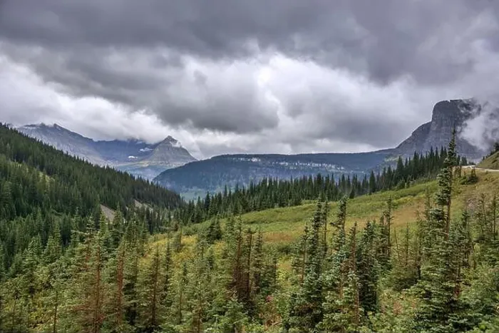 Framed Print : Overcast landscape at Glacier National Park Framed Print : Overcast landscape at Glacier National Park