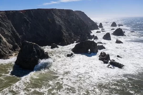 The Pacific Ocean crashes against the rugged and scenic seashore of Northern California. This beautiful region has incredible coastal landscapes