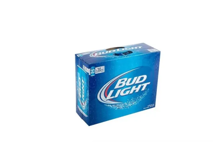 Framed Print : A pack of 20 355ml cans of Bud Light beer is pictured over a pure white background Framed Print : A pack of 20 355ml cans of Bud Light beer is pictured over a pure white background