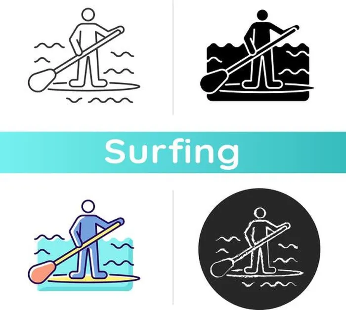 Framed Print : Paddle board surfing icon