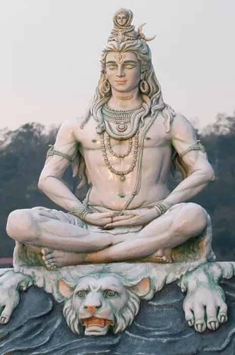 Framed Print : Painted statue of Lord Shiva on the banks of Ganges in Rishikesh in Neelkanth Mahadev Ashram Uttarakhand North India Framed Print : Painted statue of Lord Shiva on the banks of Ganges in Rishikesh in Neelkanth Mahadev Ashram Uttarakhand North India