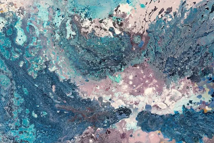 Framed Print : Painting on canvas. Pastos smears. Bright colors. Blue, purple Framed Print : Painting on canvas. Pastos smears. Bright colors. Blue, purple