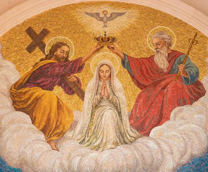 Framed Print : Painting of the Coronation of Mother Mary by the Holy Trinity at the Sanctuary of Fatima in Portugal Framed Print : Painting of the Coronation of Mother Mary by the Holy Trinity at the Sanctuary of Fatima in Portugal
