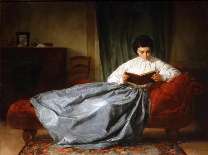 Framed Print : Painting depicting a woman browsing the album by Josep Duran (1849-1928) Spanish painter. Dated 1872 Framed Print : Painting depicting a woman browsing the album by Josep Duran (1849-1928) Spanish painter. Dated 1872