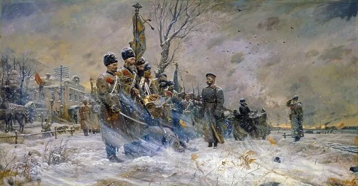 Framed Print : Painting of Nicholas II of Russia bidding farewell to his troops. By Pavel Ryzhenko. Dated 1916 Framed Print : Painting of Nicholas II of Russia bidding farewell to his troops. By Pavel Ryzhenko. Dated 1916