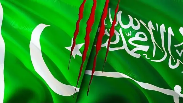 Framed Print : Pakistan and Saudi Arabia flags with scar concept Framed Print : Pakistan and Saudi Arabia flags with scar concept