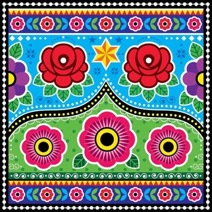 Framed Print : Pakistani and Indian truck art vector design with roses, star flowers, Diwali colorful pattern Framed Print : Pakistani and Indian truck art vector design with roses, star flowers, Diwali colorful pattern