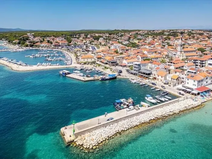 Framed Print : Pakostane, Croatia - July 27, 2024: Small Adriatic town of Pakostane Framed Print : Pakostane, Croatia - July 27, 2024: Small Adriatic town of Pakostane