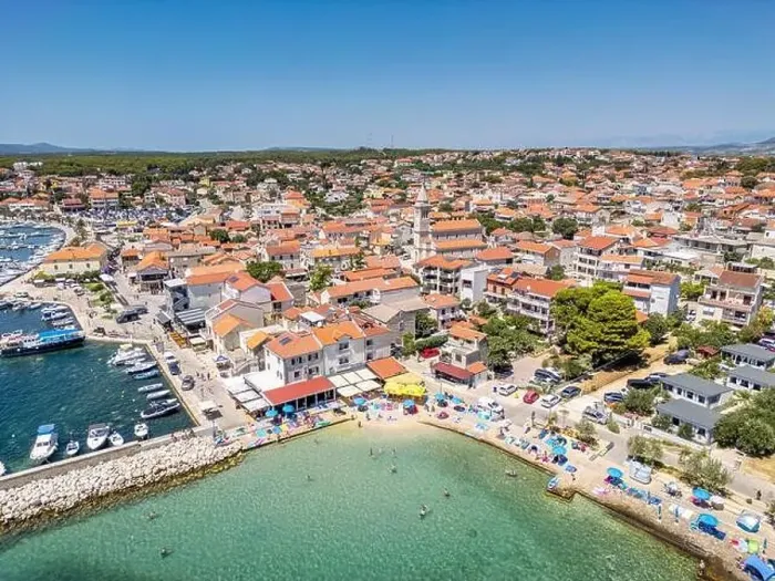 Framed Print : Pakostane, Croatia - July 27, 2024: Small Adriatic town of Pakostane Framed Print : Pakostane, Croatia - July 27, 2024: Small Adriatic town of Pakostane