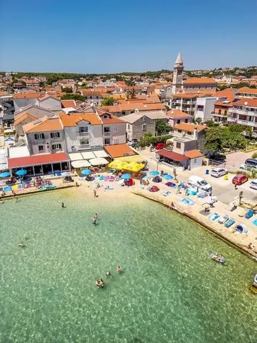 Framed Print : Pakostane, Croatia - July 27, 2024: Small Adriatic town of Pakostane