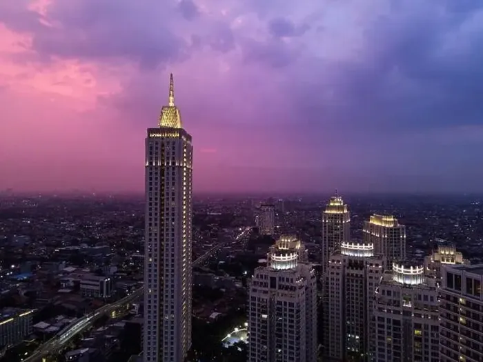 Framed Print : Pakubuwono skyline aerial drone view from above at night Framed Print : Pakubuwono skyline aerial drone view from above at night