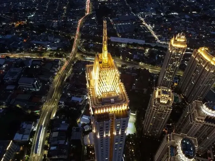Framed Print : Pakubuwono skyline aerial drone view from above at night Framed Print : Pakubuwono skyline aerial drone view from above at night