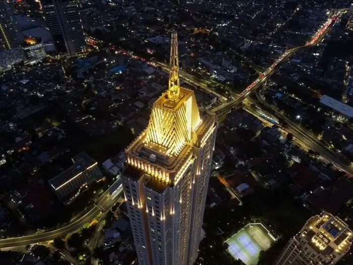 Framed Print : Pakubuwono skyline aerial drone view from above at night Framed Print : Pakubuwono skyline aerial drone view from above at night