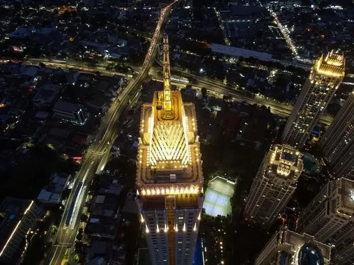 Framed Print : Pakubuwono skyline aerial drone view from above at night Framed Print : Pakubuwono skyline aerial drone view from above at night