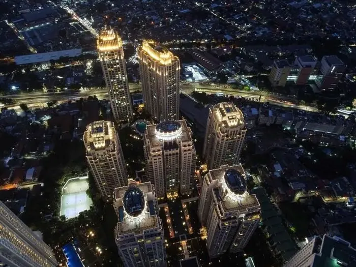 Framed Print : Pakubuwono skyline aerial drone view from above at night Framed Print : Pakubuwono skyline aerial drone view from above at night