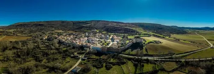 Framed Print : Palazuelos aerial panorama view of medieval walled town in Guadalajara Spain Framed Print : Palazuelos aerial panorama view of medieval walled town in Guadalajara Spain