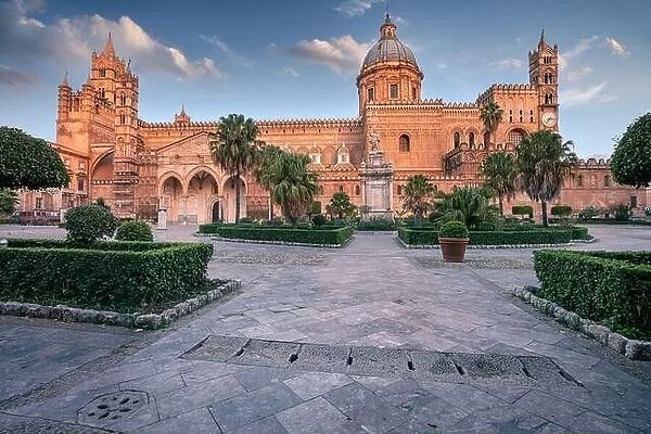 Palermo Cathedral, Sicily, Italy. Cityscape image of famous Palermo Cathedral in Palermo, Italy at sunrise