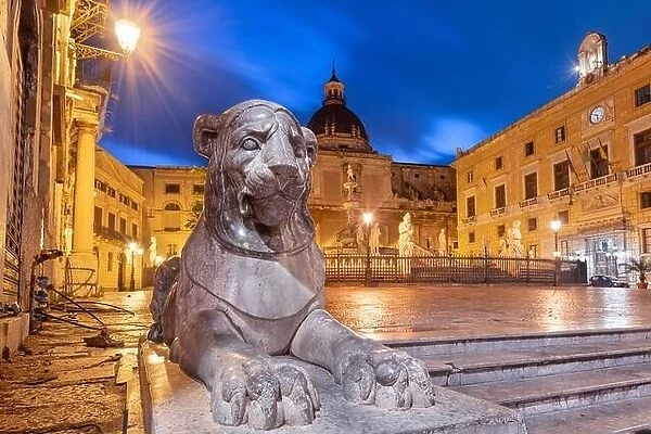 Palermo, Italy at Piazza Pretoria in the early morning
