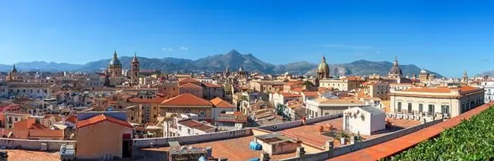 Framed Print : Palermo, Sicily town skyline panorama with landmark towers in the morning Framed Print : Palermo, Sicily town skyline panorama with landmark towers in the morning
