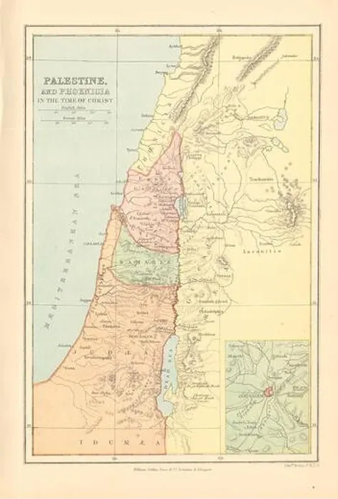 Framed Print : Palestine & Phoenicia in the time of Christ'. Judea Gallilee Samaria, 1876 map Framed Print : Palestine & Phoenicia in the time of Christ'. Judea Gallilee Samaria, 1876 map