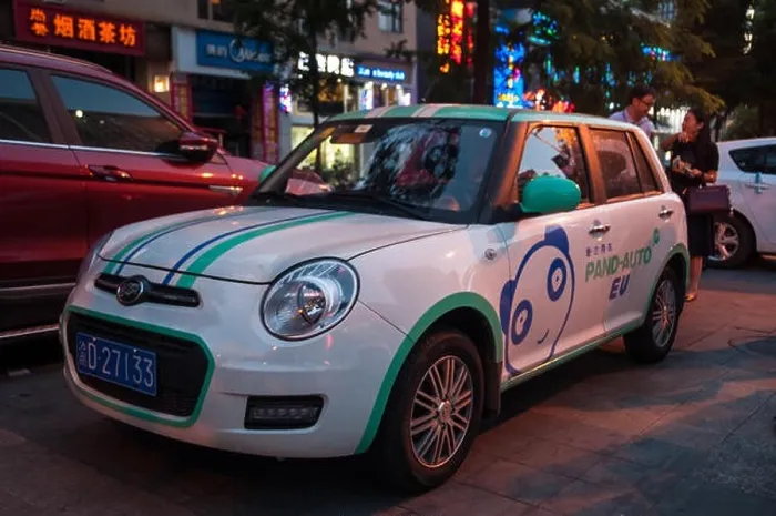 Framed Print : A Pand Auto Lifan 330 EV car sharing scheme electric vehicle parked on the side of the street in Chongqing, China Framed Print : A Pand Auto Lifan 330 EV car sharing scheme electric vehicle parked on the side of the street in Chongqing, China