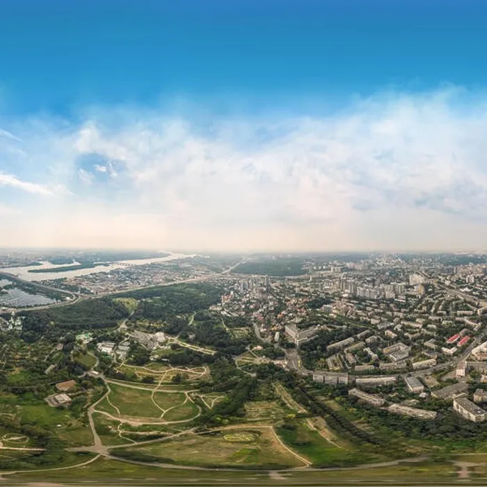 Framed Print : Panorama of 360 degrees of the National Botanical Garden in Kiev. Aerial view Framed Print : Panorama of 360 degrees of the National Botanical Garden in Kiev. Aerial view