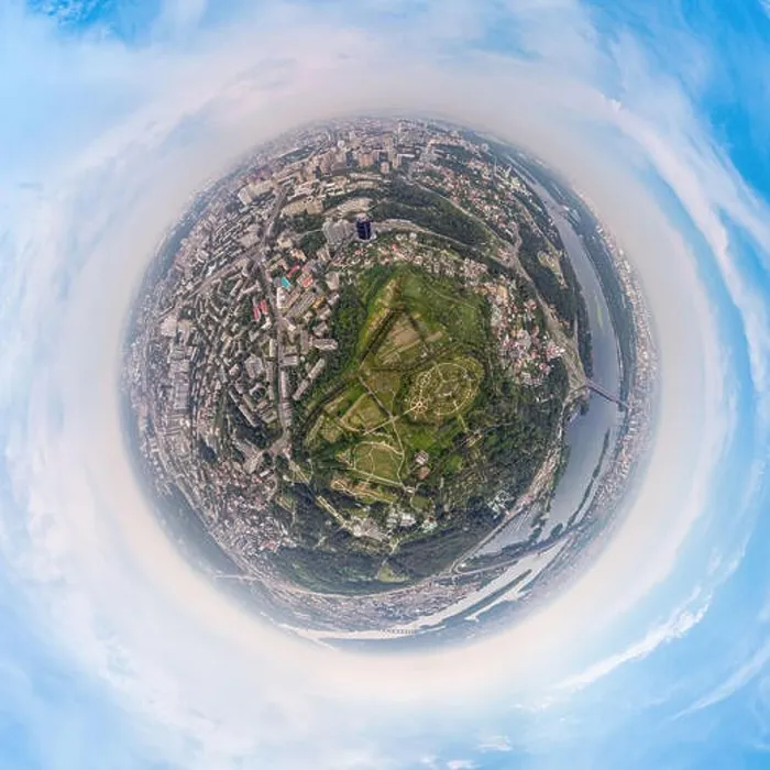 Framed Print : Panorama of 360 degrees of the National Botanical Garden in Kiev. Aerial view Framed Print : Panorama of 360 degrees of the National Botanical Garden in Kiev. Aerial view