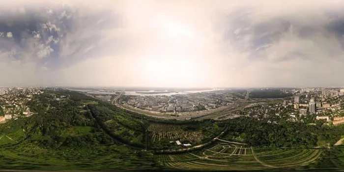 Framed Print : Panorama of 360 degrees of the National Botanical Garden in Kiev. Aerial view Framed Print : Panorama of 360 degrees of the National Botanical Garden in Kiev. Aerial view