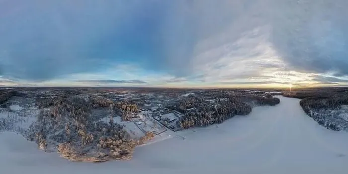 Framed Print : Panorama 360 of winter forest and frozen lake Framed Print : Panorama 360 of winter forest and frozen lake