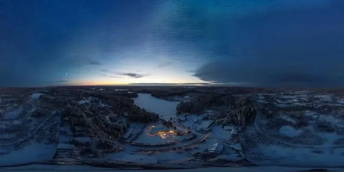 Framed Print : Panorama 360 of winter forest and frozen lake in the evening Framed Print : Panorama 360 of winter forest and frozen lake in the evening