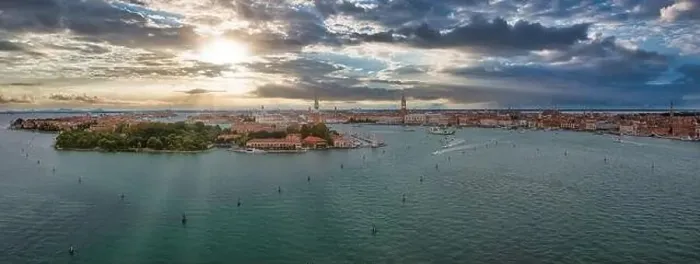 Framed Print : Panorama aerial photo of San Giorgio Maggiore island in Venice Framed Print : Panorama aerial photo of San Giorgio Maggiore island in Venice