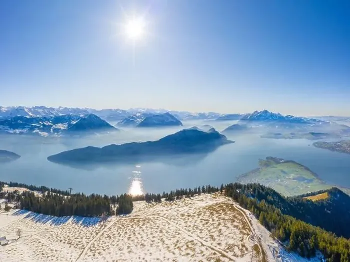 Framed Print : Panorama aerial view of the Alps of Rigi mountain range in central Switzerland. Lake Lucerne, Pilatus Peak Framed Print : Panorama aerial view of the Alps of Rigi mountain range in central Switzerland. Lake Lucerne, Pilatus Peak