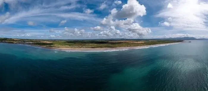 Framed Print : A panorama aerial view of the endless golden sand beach in Ballybunion on the west coast of Ireland Framed Print : A panorama aerial view of the endless golden sand beach in Ballybunion on the west coast of Ireland