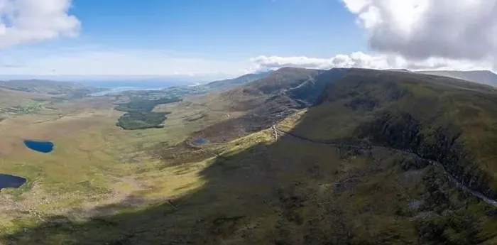 Framed Print : A panorama aerial view of the Mountains of the Central Dingle Peninsula and Connor Pass in County Kerry of Ireland Framed Print : A panorama aerial view of the Mountains of the Central Dingle Peninsula and Connor Pass in County Kerry of Ireland