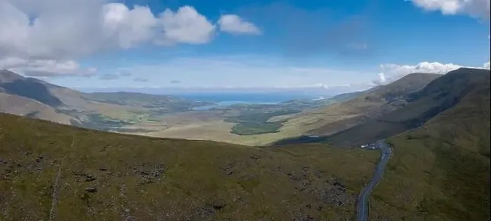 Framed Print : Panorama aerial view of the Mountains of the Central Dingle Peninsula and Connor Pass in County Kerry of Ireland Framed Print : Panorama aerial view of the Mountains of the Central Dingle Peninsula and Connor Pass in County Kerry of Ireland